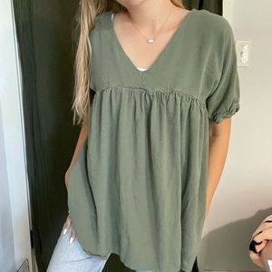 adorable sage green dress shirt ! fits like a L